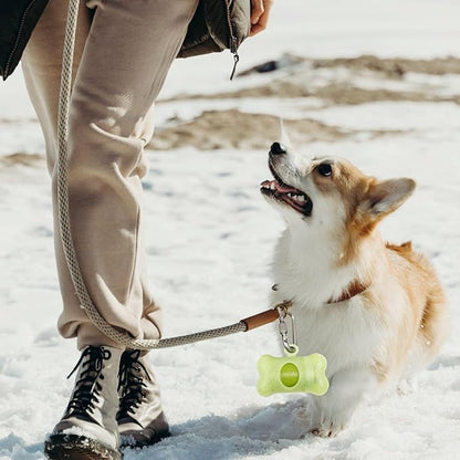 Bag Dispenser Dog Poop Bags Holder Dog Waste Bags Dispenser with Leak-Proof Green Poop Bags for Leash On The Go for Walking Dogs Outdoor (random color, 1 Holder 15 Bags)