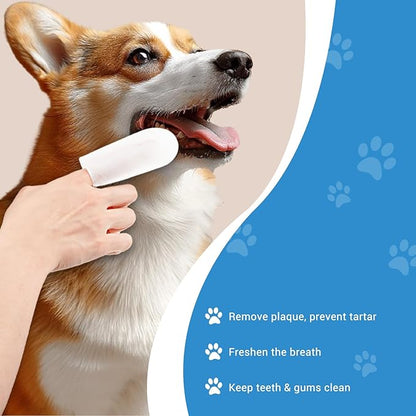 Avont Pet Teeth Cleaning Wipes for Dogs Cats, 50 PCS Dental Finger Wipes Reduce Plaque & Tartar, Dog Breath Freshener and Gum Care -L