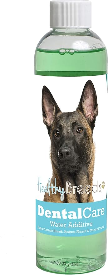Healthy Breeds Dog Dental Care Water Additive for Belgian Malinois - Helps Freshen Breath, Reduce Plaque & Control Tartar - Mint Flavor - 8 oz