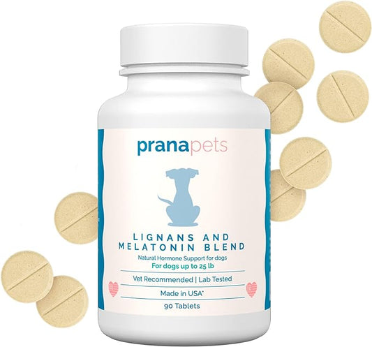 Lignans & Melatonin Blend Naturally Aids in Relieving Symptoms of Cushing’s Disease in Dogs | Helps Promote Healthy Adrenal Balance & Overall Well-being | by Prana Pets | 1 MG Melatonin, 10 MG Lignans