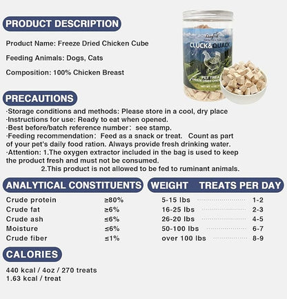 Freeze-Dried Chicken Training Treats for Dogs and Cats | 270 Treats, 4oz Single Ingredient, Raw, Healthy, All Natural, Recyclable Packaging (Chicken)
