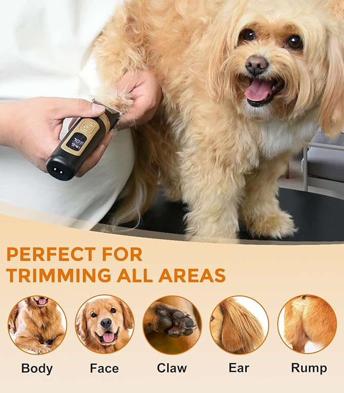 Dog Cat Clippers for Matted Hair - 4-Speed & LCD Dog Clippers for Grooming, Rechargeable for Large&Small Dogs and Cats with Thick Coats - Low Noise & Low Vibration, Paw Trimmer(C95 Pro)