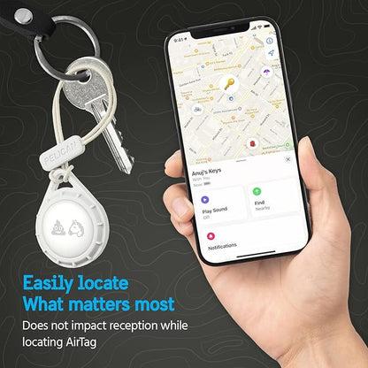 Pelican Protector AirTag Holder - AirTag Keychain w/ Rugged Strap Loop [Impact Resistant] [Travel Essentials] - Protective Apple AirTag Case for Dog Collar, Backpack, Keys, Luggage - Clear