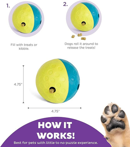 Outward Hound Nina Ottosson Treat Tumble Interactive Treat Ball Dog Puzzle Dog Enrichment Dog Toy, Level 1 Beginner, Blue, Small