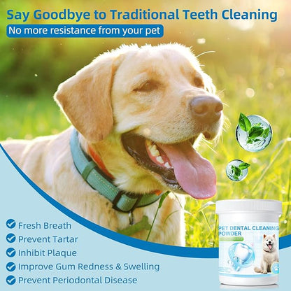 Dog Teeth Cleaning Powder,Dental Powder for Dogs Teeth Plaque and Tartar,Dog Oral Cleaning Powder with Probiotics,Fresh Breath,80g
