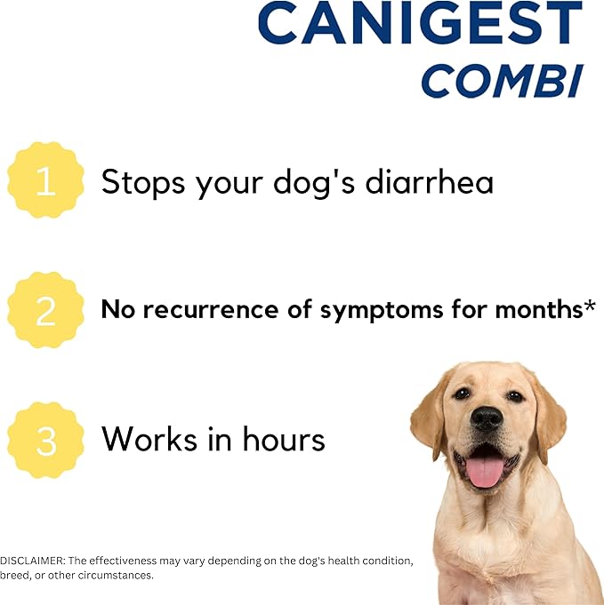 Canigest Combi - Diarrhea Treatment for Dogs | Stop Diarrhea in Hours | Combination of Pectin + Kaolin + 2 Probiotics + 2 Prebiotics | No Recurrence of Symptoms for Months - 32mL