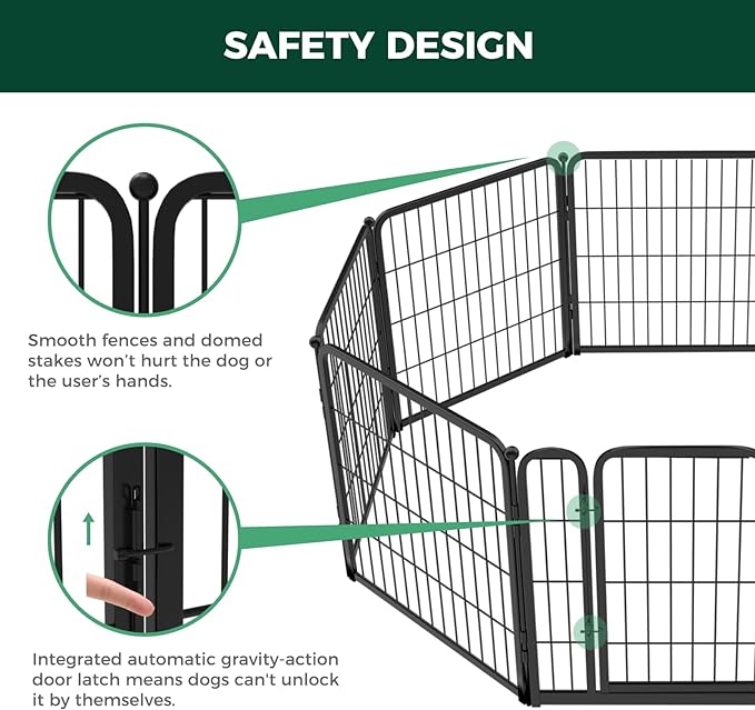 FXW Homeplus Dog Playpen Designed for Indoor Use, 24" Height for Puppy and Small Dogs, Black│Patented