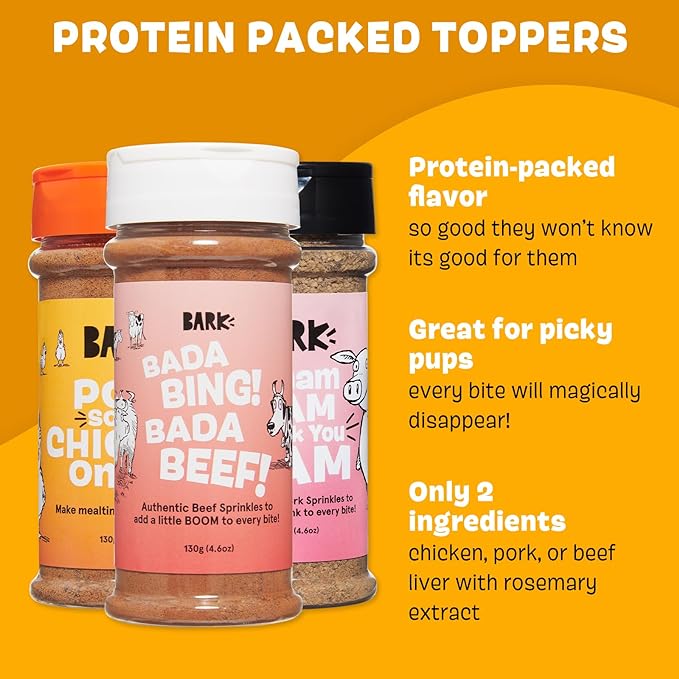Barkbox – Dry Dog Food Toppers Variety 3 Pack – Ham, Beef & Chicken - Protein Rich, Grain Free – Meal Enhancer for Large & Small Breeds