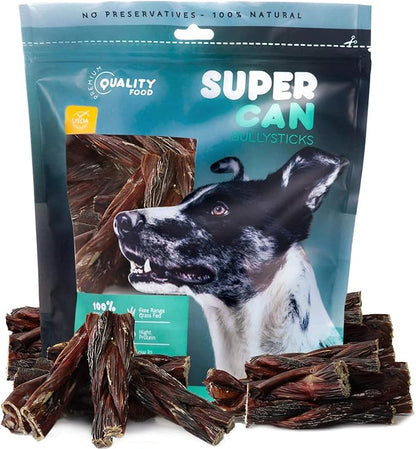 6" Beef Gullet Sticks For Dogs (10 count) | Natural Beef Jerky Chews For Puppies & Large Dogs | Glucosamine Rich Dog Treats For Healthy Joints | Softer Than Bully Sticks | Supercan Made
