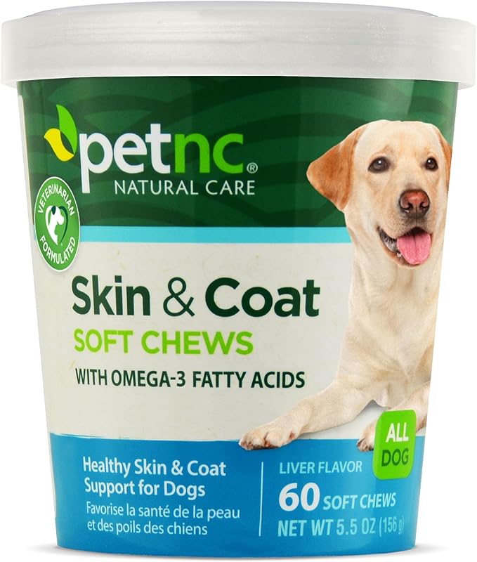 PetNC Natural Care Skin and Coat Soft Chews for Dogs, 60 Count