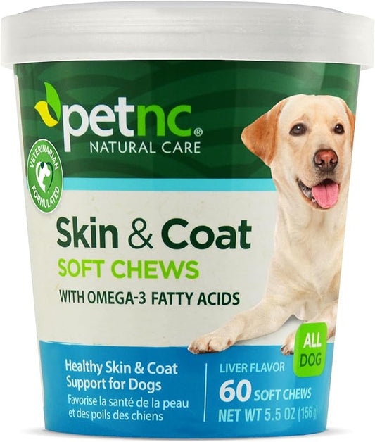 PetNC Natural Care Skin and Coat Soft Chews for Dogs, 60 Count