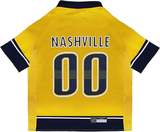 Pets First NHL Nashville Predators Jersey for Dogs & Cats, Large. - Let Your Pet Be A Real NHL Fan!