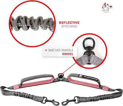 Exquisite Two Dog Leash Splitter | Double Dog Leash for Large Dogs Heavy Duty | No Tangle 2 Dog Leash Coupler | Dual Dog Leash Attachment | Retractable Dual Leashes for 2 Dogs