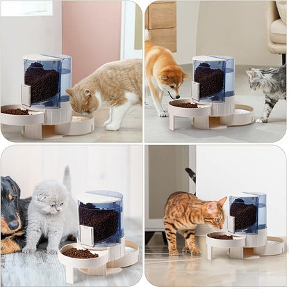 Automatic Cat Dog Feeder and Cat Water Dispenser in Set - Rotating Storage Gravity Pet Water Dispenser for Small Medium Pets Dog Puppy Kitten