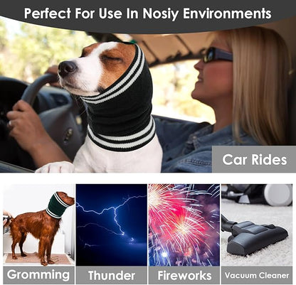 IECOii Ear Covers for Dogs,Quiet Ear Covers Hood for Noise,Warm Stretchy Pet Ear Protector for Bathing and Grooming,Dog Ear Muffs Noise Protection-Vacuum Cleaner,Calming Snoods for Dogs Large,Black-L