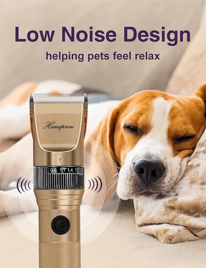 Dog Grooming Clippers, Professional Dog Clipper for Thick Coat 12V Plug-in Pet Trimmer High Power Pet Clippers Low Noise with Guard Combs Brush for Dogs Cats and Other Animal