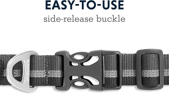 Ruffwear, Crag Dog Collar, Reflective and Comfortable Collar for Everyday Use, Granite Gray, 11"-14"