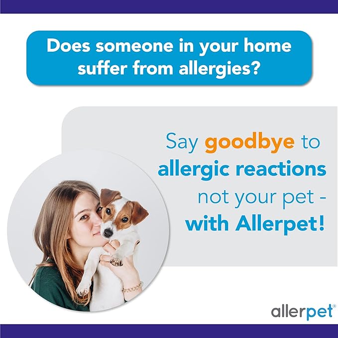 Allerpet Dog Dander Remover w/Free Applicator Mitt - Best Pet Dander Remover for Allergens - for Canine Dry Skin Treatment - Good for Fur & Skin - 2 Pack (12oz)