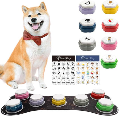 Set of 7 Dog Buttons for Communication-Dog Recordable Training Buttons with Rubber Mat,Dog Talking Buttons,Pet Buttons,Dog Training & Behavior Aids,Train Your Dog to Voice What They Want