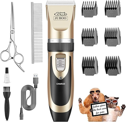 Dog Clippers Low Noise Professional Rechargeable Cordless Quiet Dog Grooming Kit for Cats Pets