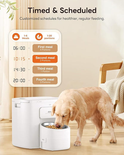 Automatic Dog Feeder for Large Breed, 15L/ 63Cups Vacuum-Sealed Storage & Timed Auto Dog Food Dispenser 2in1, Airtight 100% Freshness, Anti-blockage, Support up to 22mm Pet Food, Stainless Steel Bowl