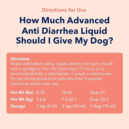 Vets Preferred Anti Diarrhea Liquid for Dogs - Dog Diarrhea Relief with Pectin and Kaolin (8 oz.) | Once every 12 hours for Dog Diarrhea & Dog Gas Relief
