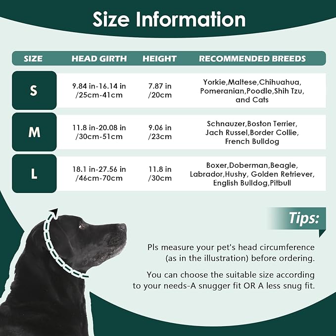 IECOii Calming Headband for Dogs,Dog Calming Hood Dog Noise Canceling for Fireworks,Thunderstorms,Quiet Dog Ear Covers for Blow Drying/Pet Grooming,Dog Neck and Ear Warmer for Medium Dogs,Green-M