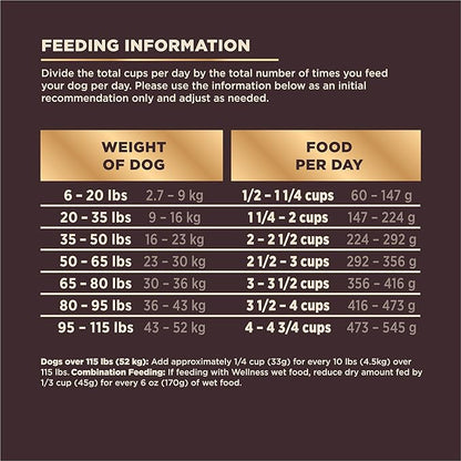 Wellness CORE+ Dry Dog Food with Wholesome Grains, Natural Ingredients, Made in USA with Real Freeze-Dried Meat (Adult, Turkey, 4 lbs)