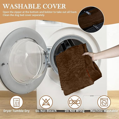 XXL Orthopedic Dog Bed Waterproof, Orthopedic Foam Dog Beds for Extra Large Dogs, Washable Dog Sofa Bed with Removable Cover & Non-Slip Bottom(XX-large,Chocolate Brown)
