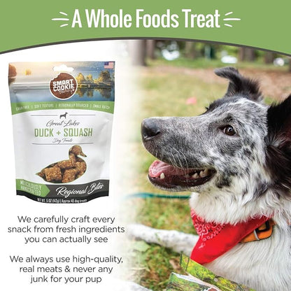 All Natural Dog Treats - Duck & Squash - Training Treats for Dogs with Allergies or Sensitive Stomachs - Soft Dog Treats, Grain Free Dog Treats, Chewy, Human-Grade, Made in USA - 5oz Bag