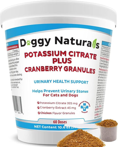 Potassium Citrate Plus Cranberry Granules 300gm for Cats and Dogs - Urinary Tract Support-Helps Deter Formation of Calcium Oxalate Stones - Deters Bladder & Kidney Stones (Made in U.S.A)