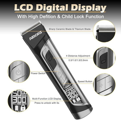 Dog Clippers for Grooming, 5-Speed Quiet High Power Dog Grooming Kit, Low Noise Rechargeable Cordless Electric Pet Hair Clipper Trimmer Shaver for Small Large Dogs Cats