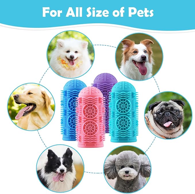 Dog Toothbrush Kit,Finger Toothbrush for Dogs,Toothbrush for Medium Large Dogs,Dog Teeth Cleaning Dental Care, ToothBrush Finger for bigger cats,Pet Toothbrush 4Pack