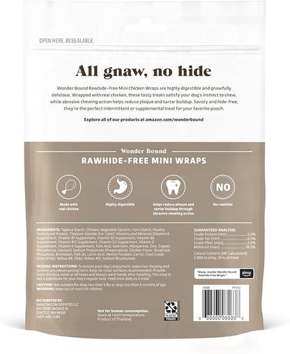 Amazon Brand - Wonder Bound Chicken Wrapped Mini Sticks - 15 Count - Rawhide-Free Dog Treats, Dental Health Chews for Plaque & Tartar Control, Easy to Digest, Long-Lasting, 7 ounce (Pack of 1)