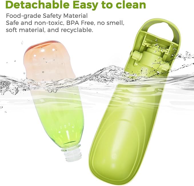 19oz Dog Water Bottle, Collapsible Dog Travel Water Bottle, Portable Dog Water Dispenser with Foldable Drinking Cup Bowl for Walking, Hiking, Lightweight, Leak-Proof, BPA Free, Green