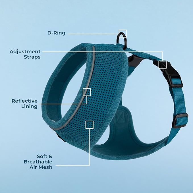 Aerolite No Pull Mesh Dog Harness with Lightweight, Soft, Breathable Chest Coverage, Reflective Stitching, and Adjustable Straps for Walking, Running, Training, Heavy Duty and Durable - Turquoise, XL