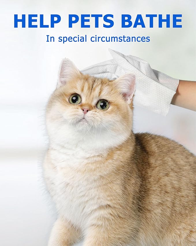 Cleaning Wipes Gloves for Dog and Cat,Pet Bathing Wipes Cleaning & Deodorizing,Dog Wipes for Body Paws Butt Daily Care,Cat Grooming Wipes Cleaning Fur Traveling Rinse Free,12PCS/2PACK