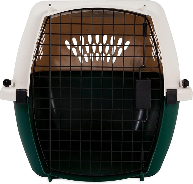 Petmate Ruffmaxx Travel Carrier Outdoor Dog Kennel, 360-degree Ventilation, 26", Almond & Green, Made in USA