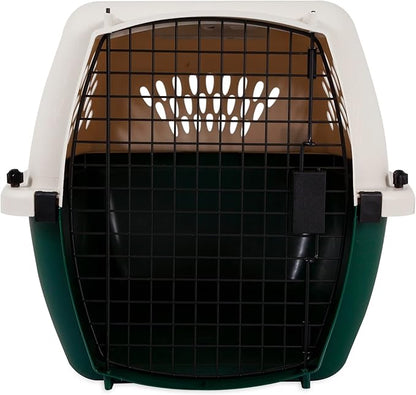 Petmate Ruffmaxx Travel Carrier Outdoor Dog Kennel, 360-degree Ventilation, 26", Almond & Green, Made in USA
