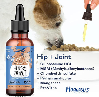 Hip & Joint Support Supplement for Dogs & Cats – Daily Supplement for Mobility Support with Glucosamine, MSM, Chondroitin – Reduce Pain & Inflammation – Antioxidants for Longevity