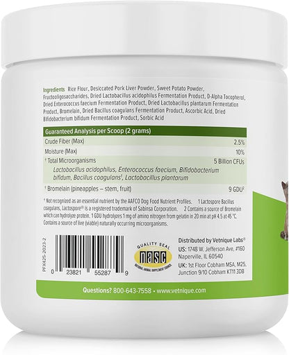 Vetnique Labs Profivex Probiotics for Dogs All Natural Dog Chews & Powder for Digestive Health Probiotic Supplements for Dogs 5 Strains of Probiotics & Prebiotics (Powder, 4.25oz)