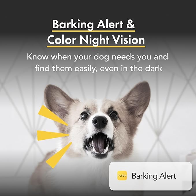 Furbo 360° Dog Camera: Home Security Camera with Barking Alerts, Rotating Pet Treat Camera with Phone App, Smart Home Indoor Puppy Cam with 2-Way Speaker and Night Vision (No Subscription Required)