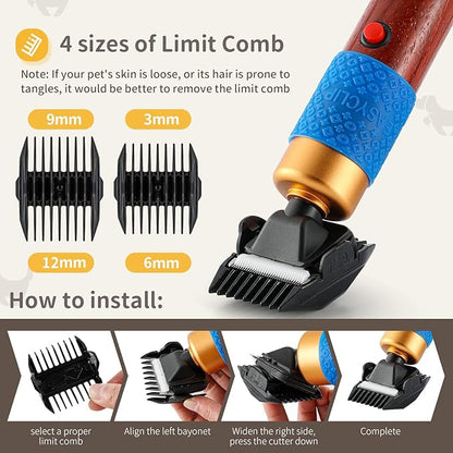 CGOLDENWALL Dog Hair Clipper for Grooming 200W Pet Clipper Kit with Spare Blade, Low Noise&Vibration, Animal Grooming Trimmer for Cat sheep Dog
