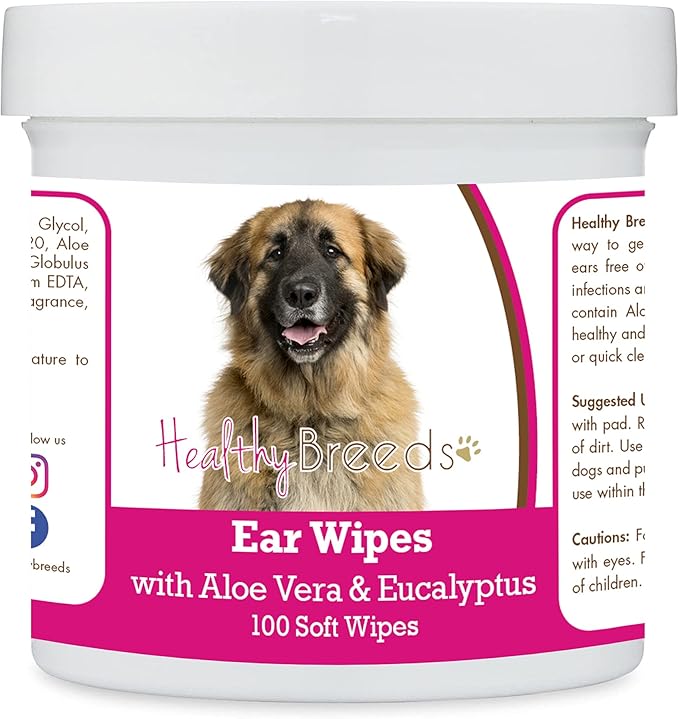 Healthy Breeds Leonberger Ear Cleaning Wipes with Aloe & Eucalyptus for Dogs 100 Count