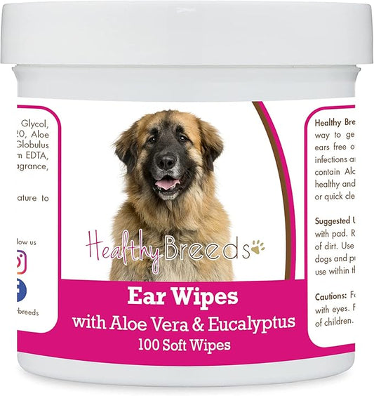 Healthy Breeds Leonberger Ear Cleaning Wipes with Aloe & Eucalyptus for Dogs 100 Count