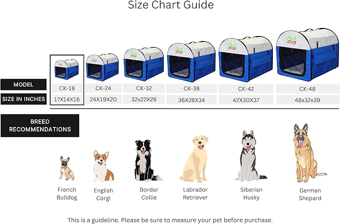 Go Pet Club 18" Rounded Top Soft Collapsible Dog Crate, Portable Pet Carrier, Thick Padded Pet Travel Crate for Indoor & Outdoor, Soft Sided Pet Foldable Kennel Cage with Durable Mesh Windows, Blue