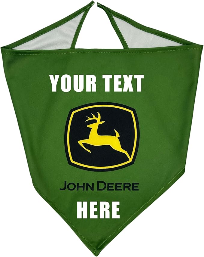 John Deere Personalized Tie Bandana for Dogs & Cats, Size Large/X-Large. Custom Dog Bandana Scarf Bib for Pet Cat Dog. The Ultimate Customizable Bandana for John Deere Fans