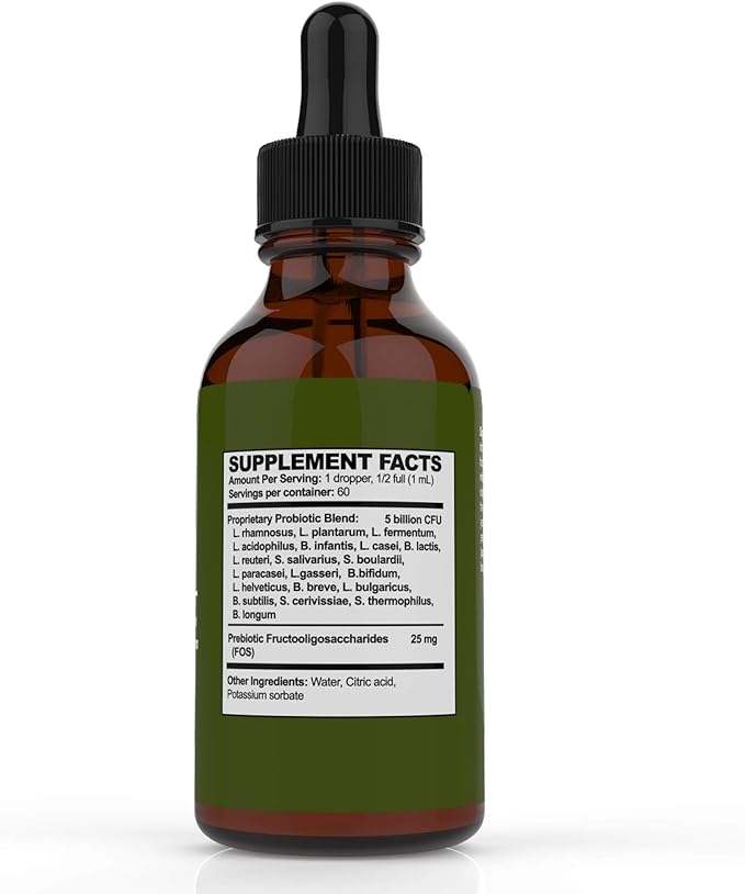 Probiotics for Dogs and Cat Probiotics - 120 servings (1/2ml). 100% Natural Digestive Enzymes for Gas Relief and Healthy Digestion. Prebiotics via Liquid Vitamins for Constipation & Leaky Gut