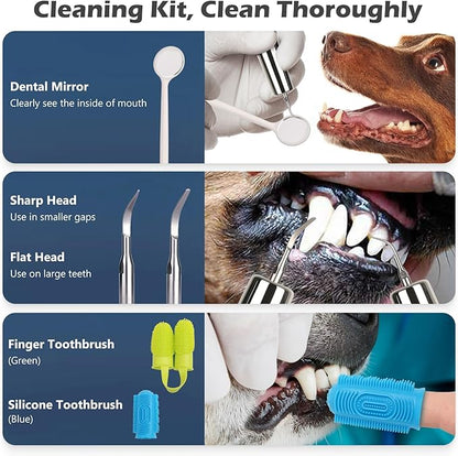 Plaque Remover for Teeth,Updated Dog Teeth Cleaning kit,Tartar Remover for Dog Tooth,5 Modes Ultrasonic Dental Tool Cleaner & Scraper for Pet Tooth with Led Light-White