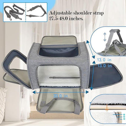 Dog Cat Carrier Pet Carriers for Small Medium Large Cats Dogs Carrier Soft Sided Small Puppy Dog Carrier Portable Foldable Airline Approved Dog Cat Travel Carrier Grey Large